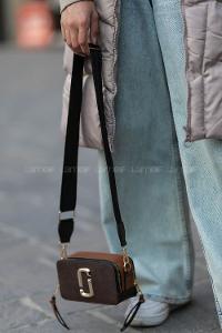 Lamelif Iki Gözlü Cepli Omuz Çapraz Çanta Acı Kahve- Taba