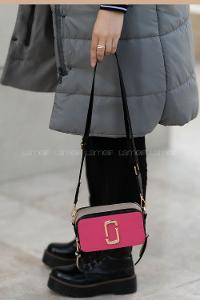 Lamelif Iki Gözlü Cepli Omuz Çapraz Çanta Pembe - Vizonrengi