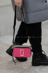 Lamelif Iki Gözlü Cepli Omuz Çapraz Çanta Pembe - Vizonrengi