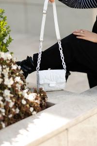 Modalamelif Mini Çapraz Askılı Çanta Beyaz