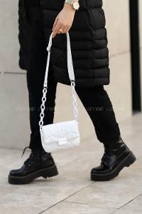 Modalamelif Mini Çapraz Askılı Çanta Beyaz