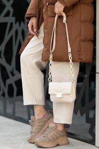 Modalamelif Mini Çapraz Askılı Çanta Krem