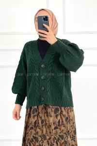 en Balon Kol Hırka Zümrüt Yeşili