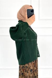 en Balon Kol Hırka Zümrüt Yeşili