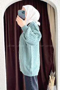 Modalamelif Örgü Desen Ön Düğmeli Hırka Çağla Yeşili