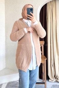 Modalamelif Oversize Model Yumoş Hırka Sütlü Kahve