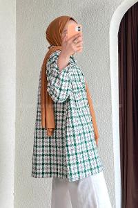 Düğmeli Kapak Cepli  Gömlek Haki