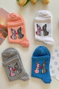 Modalamelif Sevgili Tavşanlar Tasarım Çorap 4lü Paket