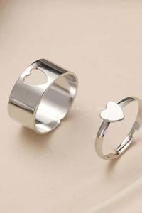 Modalamelif Gümüş 2li Çift Kalp Yüzük