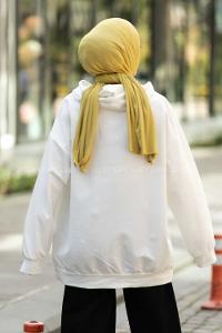 Modalamelif Berkeley Yazı Baskılı Kapüşonlu Sweat Beyaz