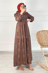 Modalamelif Bebe Yaka Çiçek Desenli Elbise Pastel Yeşili