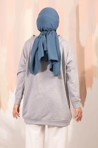 Modalamelif Aspen Yazı Baskılı Kapüşonlu Sweat Gri