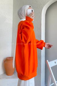 Modalamelif Bisiklet Yaka Salaş Sweatshirt Oranj