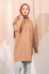 Modalamelif Still Don t  Yazı Baskılı Kapüşon Detaylı Sweat Sütlükahve