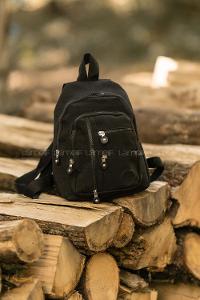 Modalamelif  Çok Bölmeli Krınkıl Kumaş Sırt Çantası Siyah