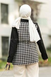 Modalamelif Düğme Detaylı Sırt Garnili Çift Cepli Trenç Siyah