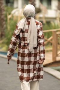 Modalamelif Kuşak Bağlama Detaylı Çift Cepli Kaban Taba