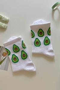 Lamelif Beyaz Çoklu Avakado Çorap