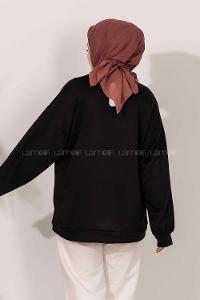 Modalamelif Bisiklet Yakalı Berkeley Yazı Baskılı Tunik Siyah