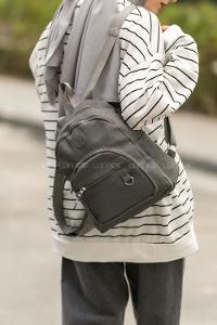 Modalamelif Çok Bölmeli Kırınkıl Kumaş Sırt Çantası Gri