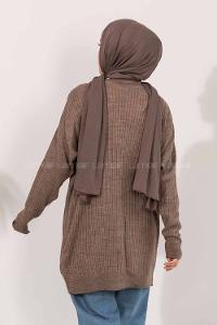 Modalamelif Düz Renk Fitilli Hırka Soft Kahve