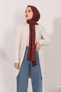 Modalamelif Fitilli Triko Hırka Ekru