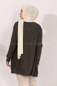 Modalamelif Fitilli Triko Hırka Haki Yeşil