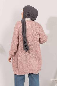 Modalamelif Fitilli Triko Hırka Pudra