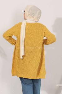 Modalamelif Fitilli Triko Hırka Sarı