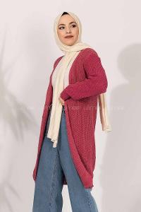 Modalamelif Fitilli Triko Hırka Şeker Pembesi