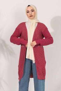 Modalamelif Fitilli Triko Hırka Şeker Pembesi