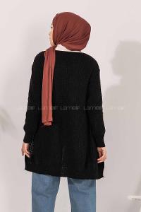 Modalamelif Fitilli Triko Hırka Siyah