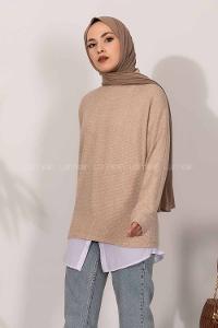 Modalamelif Fitilli Triko Kazak Bej