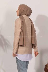 Modalamelif Fitilli Triko Kazak Bej