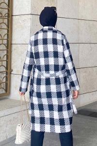 Modalamelif Kuşak Bağlama Detaylı Çift Cepli Kaban Siyah