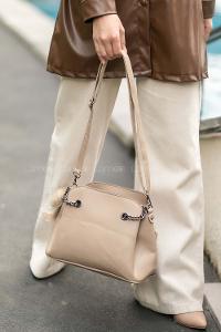 Modalamelif Ponpon Anahtarlıklı Çapraz Çanta Vizon