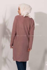 Modalamelif  V Yaka Yırtmaç Detaylı Salaş Tunik Pudra