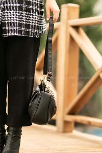 Lamelif Zincir Aksesuarlı Büzgülü Kadın Çanta Siyah