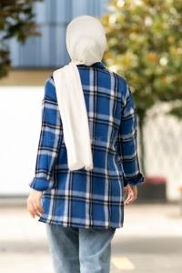 Modalamelif Ekose Desenli Çift Cepli Oduncu Gömlek Mavi