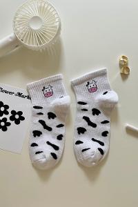 Lamelif İnek Desenli Tenis Çorap