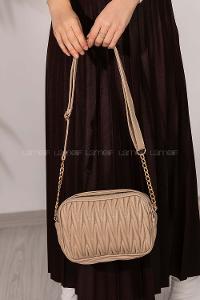 Lamelif Kadın Çok Bölmeli Kapitone Çapraz Çanta Vizonrengi