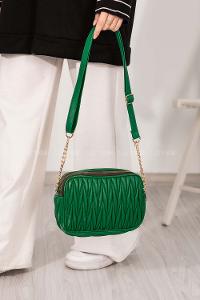 Lamelif Kadın Çok Bölmeli Kapitone Çapraz Çanta Yeşil