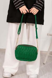 Lamelif Kadın Çok Bölmeli Kapitone Çapraz Çanta Yeşil