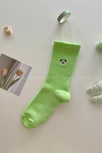 Modalamelif Koala Nakış İşlemeli Tenis Çorap Yeşil