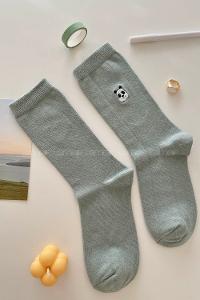 Modalamelif Panda Nakış İşlemeli Soket Çorap Gri