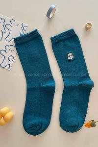 Modalamelif Panda Nakış İşlemeli Soket Çorap İndigo