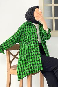 Modalamelif  Tek Cepli Ekose Desenli Gömlek Yeşil