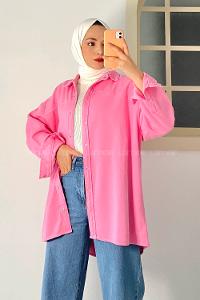 Modalamelif Önü ÇıtÇıt Düğmeli  Gömlek Pembe