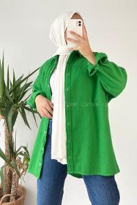 Modalamelif Önü ÇıtÇıt Düğmeli  Gömlek Yeşil
