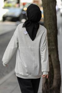 Modalamelif Bisiklet Yaka Berkeley Yazı Baskılı Sweat Gri